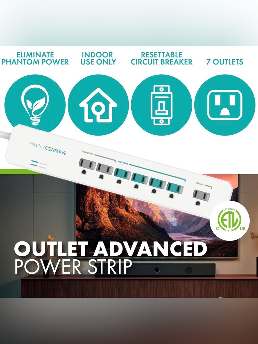 Energy-Saving Surge Protector Power Strip for Conserving Electricity on Devices - Picture 5 of 12